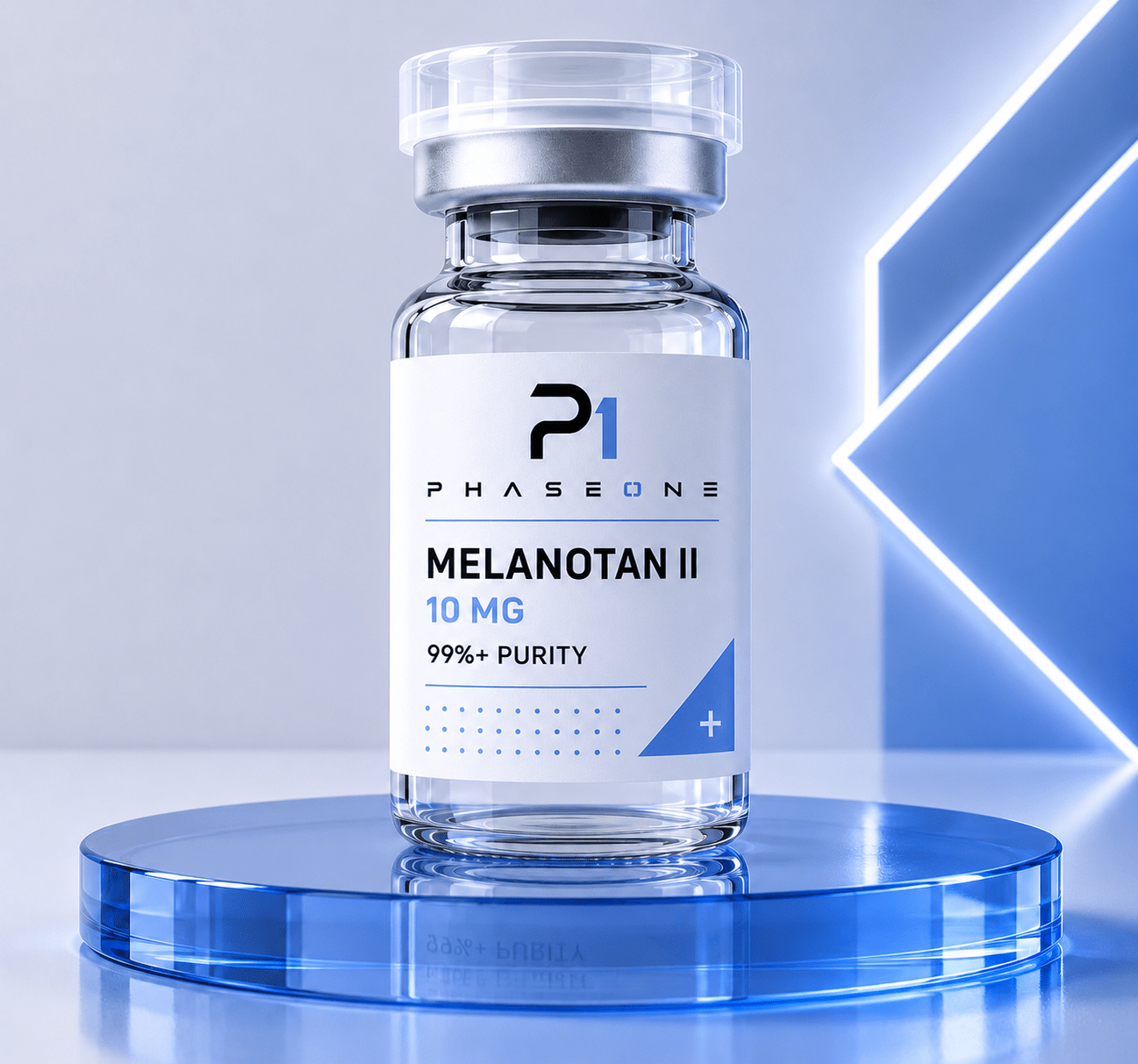 Melanotan II 10mg research peptide vial, lyophilised powder, ≥99% HPLC-verified purity - PhaseOne Australia