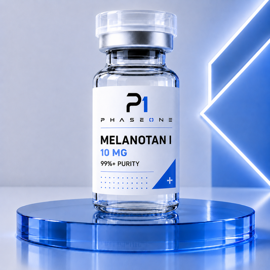 Melanotan I 10mg (MT-1) research peptide vial, lyophilised powder, ≥99% HPLC-verified purity - PhaseOne Australia